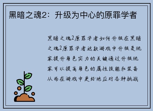 黑暗之魂2：升级为中心的原罪学者